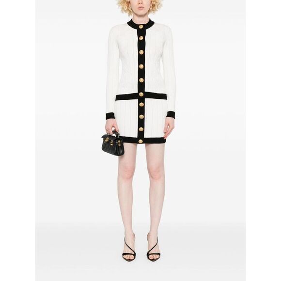 Balmain Women Knitted Buttoned Mini Skirt